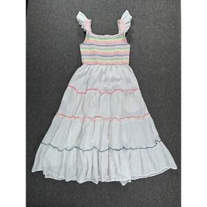 Vineyard Vines Dress Womens Small White Linen Smocked Tiered Ruffle Sundress